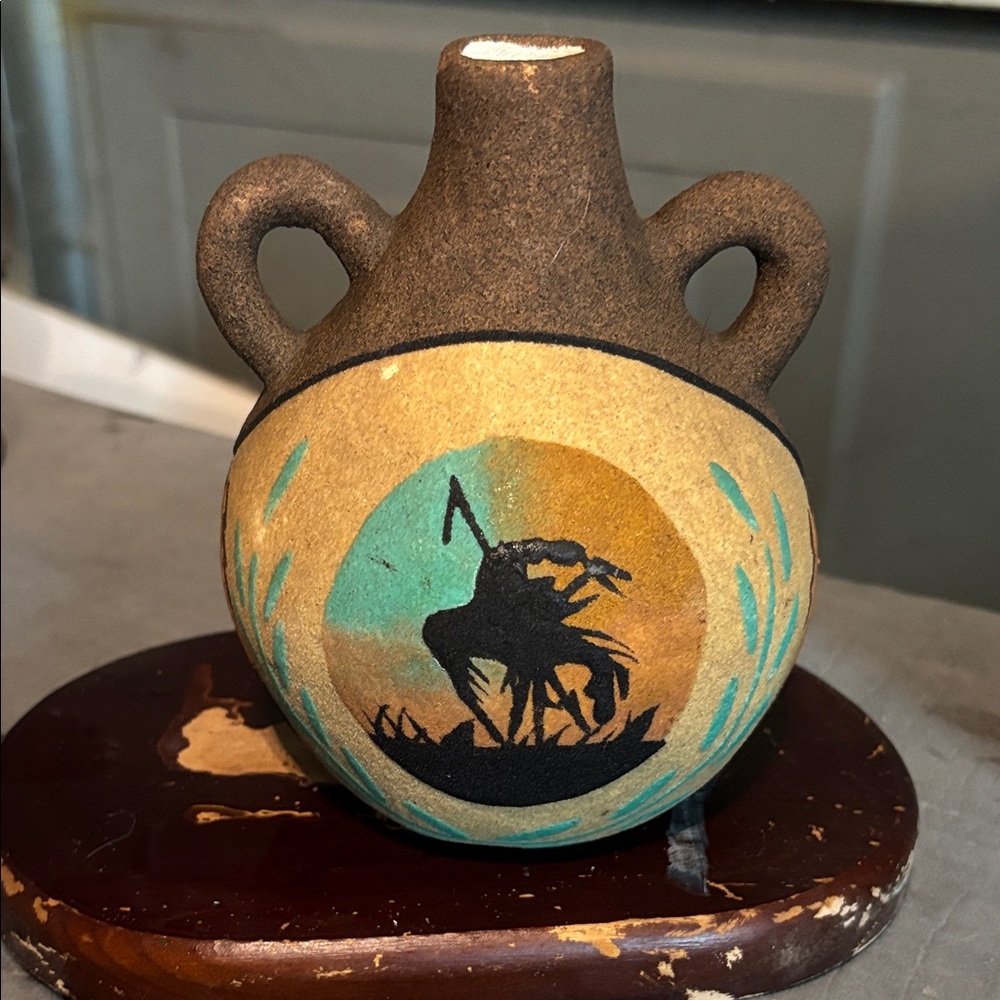Handcrafted Brown and Tan Ceramic Vase